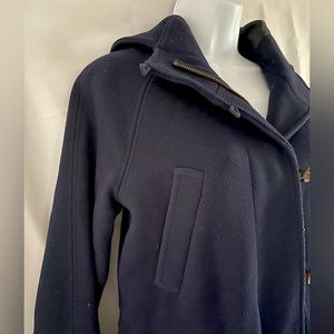 J. Crew Stadium Cloth Coat Nello Gori Hooded Wool blend Navy Blue